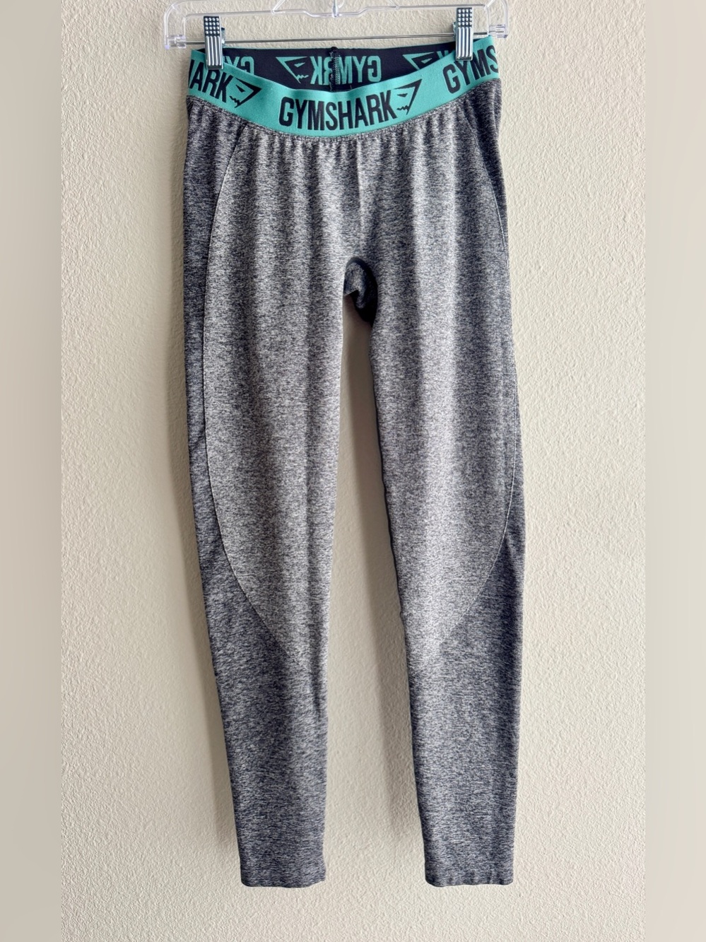 Gymshark Women’s Flex Leggings Low Rise Gray Teal Marl Lifting Medium
